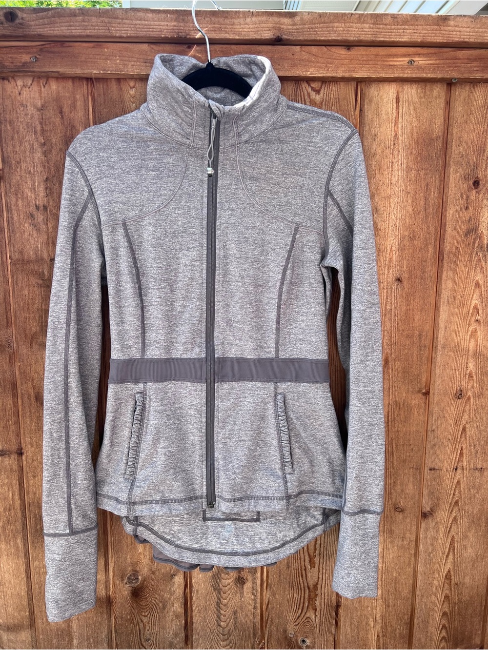 lululemon athletica Heather Gray Peplum Track Jacket - Picture 2 of 14
